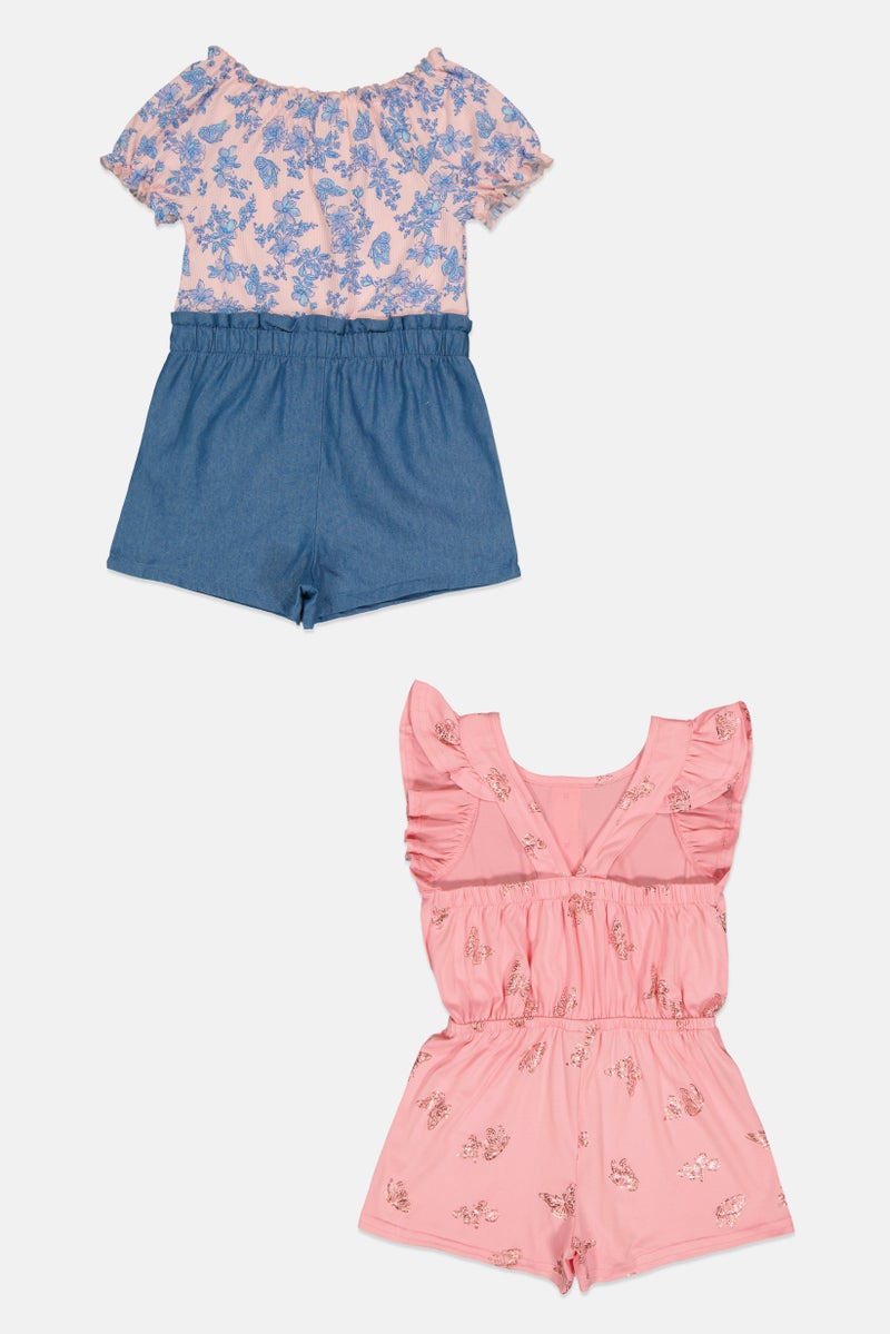 Nanette lepore Toddlers Girl 2 Piece Floral Print Cap Sleeve  Playsuits, Multicolor - Image 2